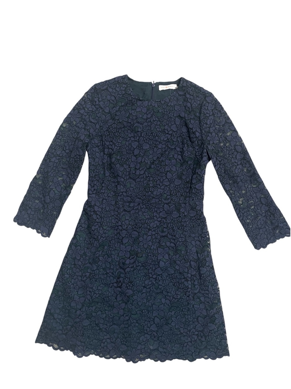 Tory Burch Navy Floral Lace Long-Sleeve Dress